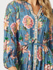 Vintage Rose Floral Print Button Dress - Multi