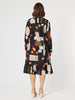 Galleria Print Button Dress - Black Multi