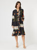 Galleria Print Button Dress - Black Multi