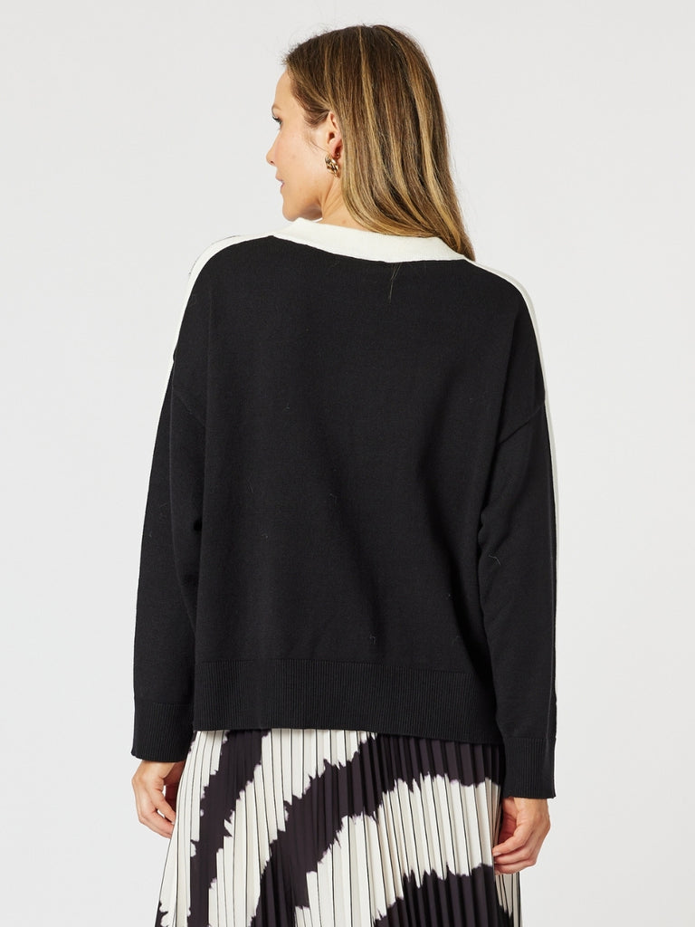 Monaco Contrast Knit - Black/Ivory