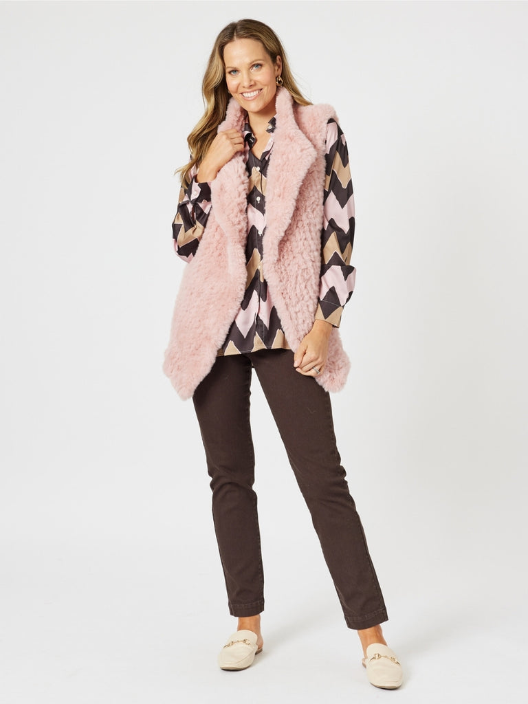 Minx Faux Fur Vest - Blush