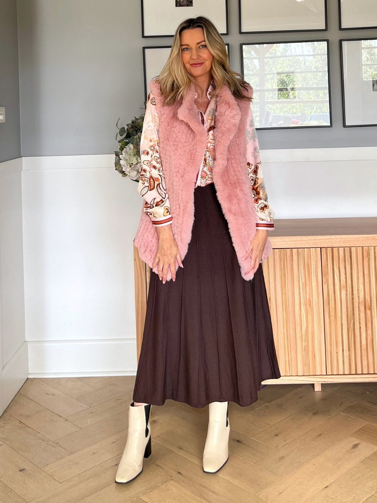 Kate Long Knit Skirt - Chocolate