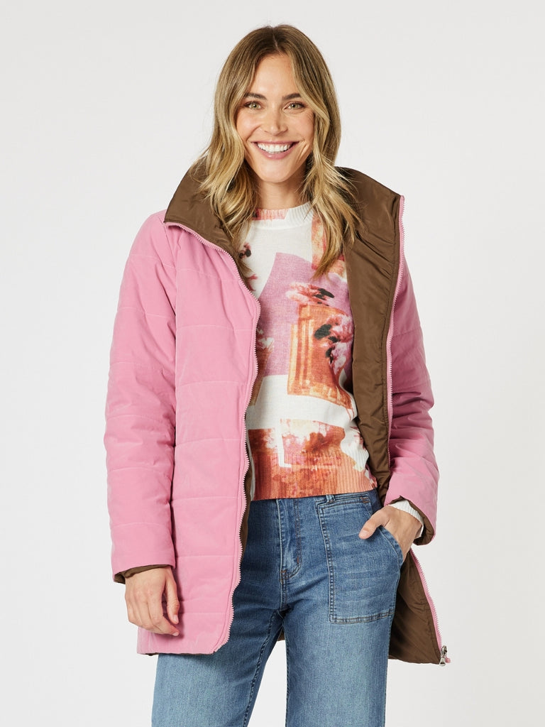 Bowral Reversible Puffer Jacket - Blush/Chocolate