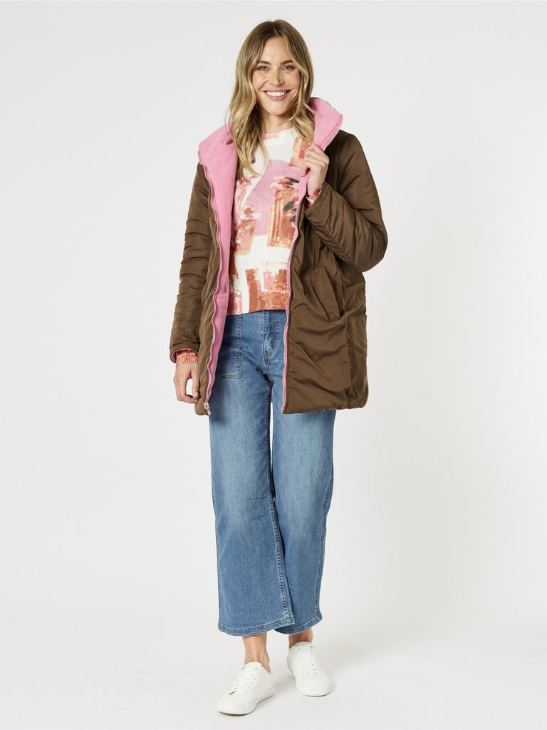 Bowral Reversible Puffer Jacket - Blush/Chocolate