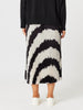 Concerto Stripe Print Pleat Skirt - Black/Ivory