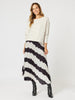 Concerto Stripe Print Pleat Skirt - Black/Ivory