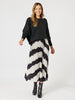 Concerto Stripe Print Pleat Skirt - Black/Ivory