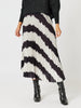 Concerto Stripe Print Pleat Skirt - Black/Ivory