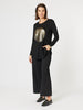 Sphere Sequin Long Sleeve Tee - Black/Gold