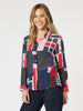 Brighton Print Sheer Shirt - Navy Multi