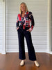 Brighton Print Sheer Shirt - Navy Multi