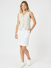 Stitch Hem Detail Skirt - White RC&CO