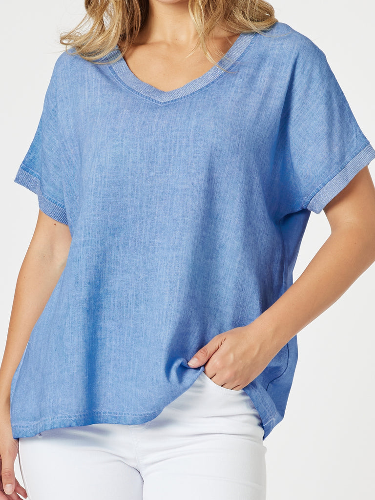 Sienna Top - Washed Blue rc&co