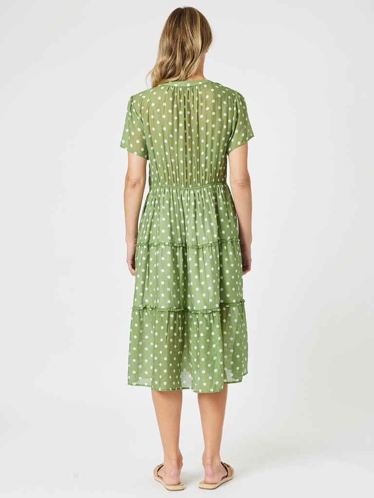 Basil Spot Midi Dress