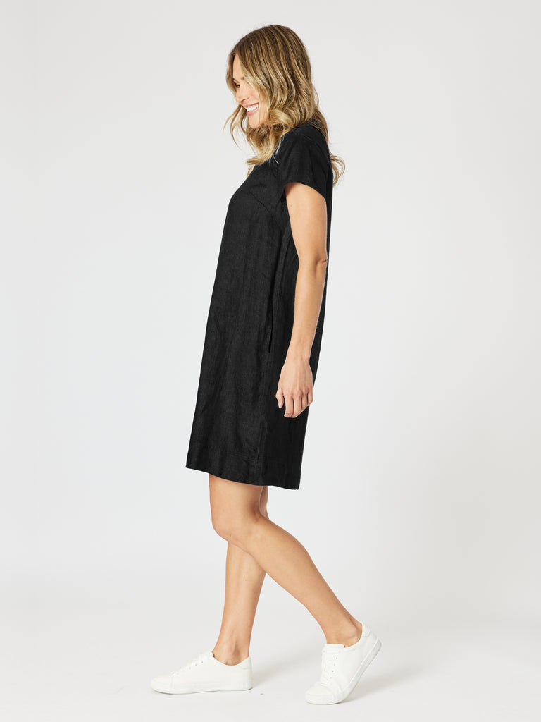 Delta Lino Dress - Black RC&CO