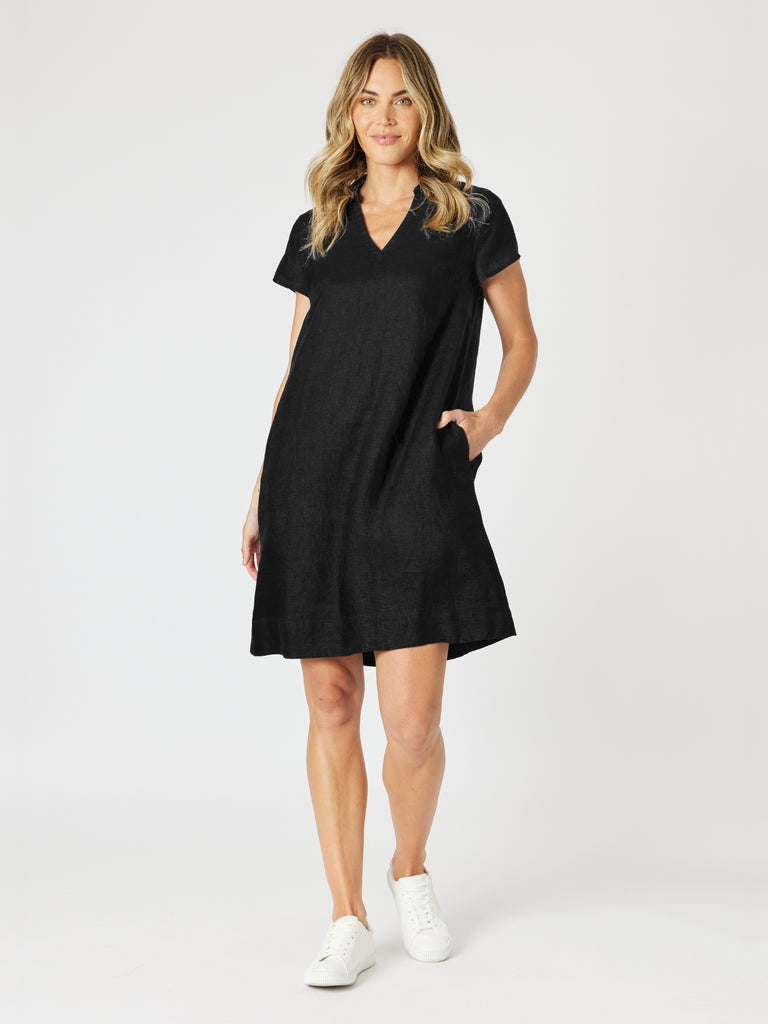 Delta Lino Dress - Black RC&CO