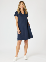 Delta Lino Dress - Navy