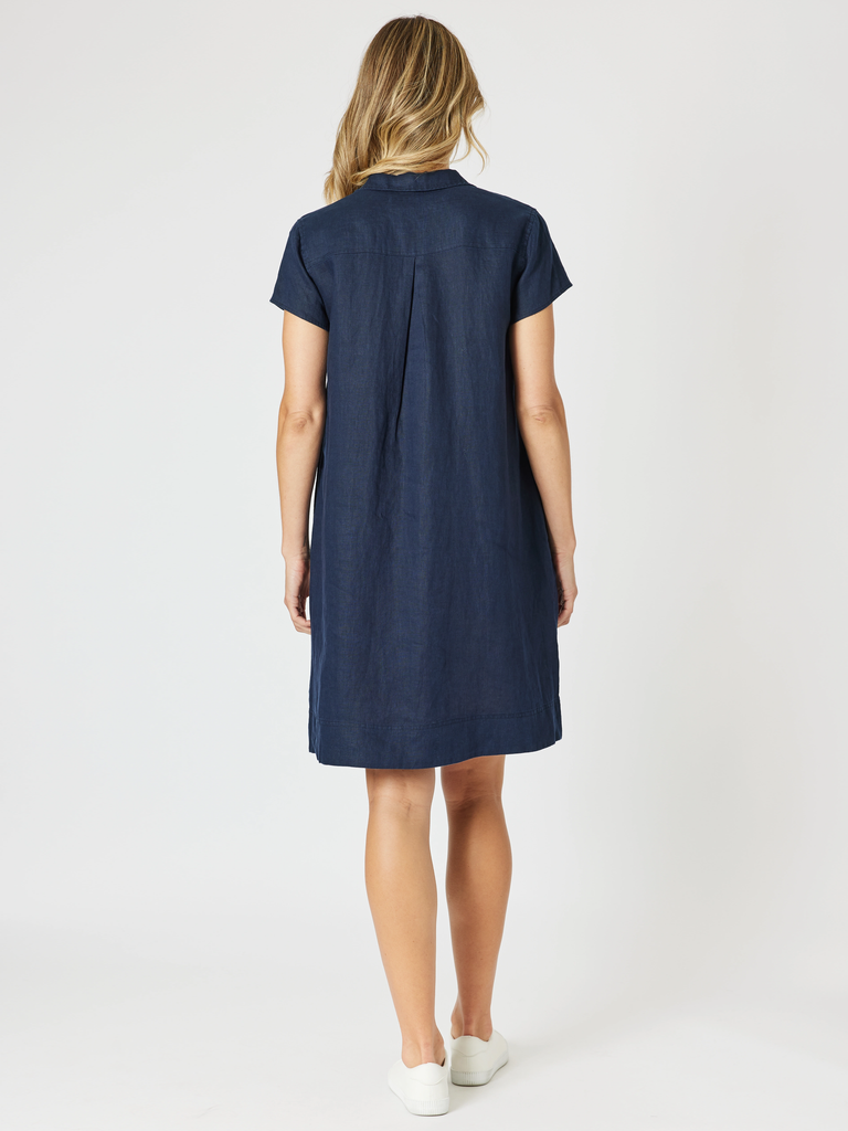 Delta Lino Dress - Navy rc&co