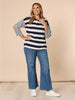 Mixed Stripe Top-Navy/White RC&CO