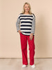Mixed Stripe Top-Navy/White RC&CO
