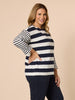 Mixed Stripe Top-Navy/White RC&CO