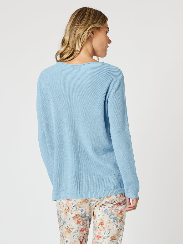 Beach Comber Knit Top - Blue RC&CO