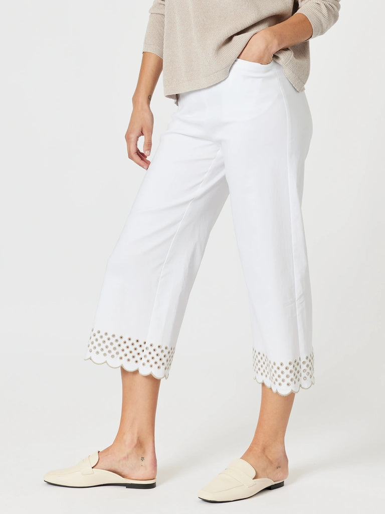 Scallop Hem Pant - White/Natural rc &co