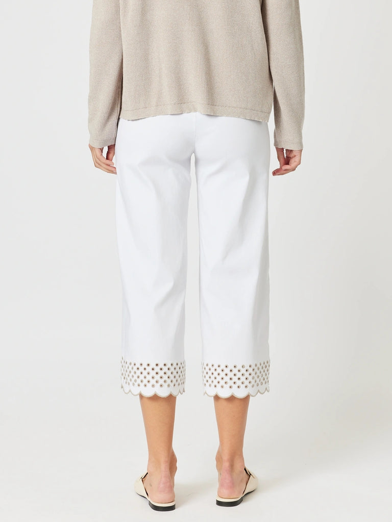 Scallop Hem Pant - White/Natural rc &co