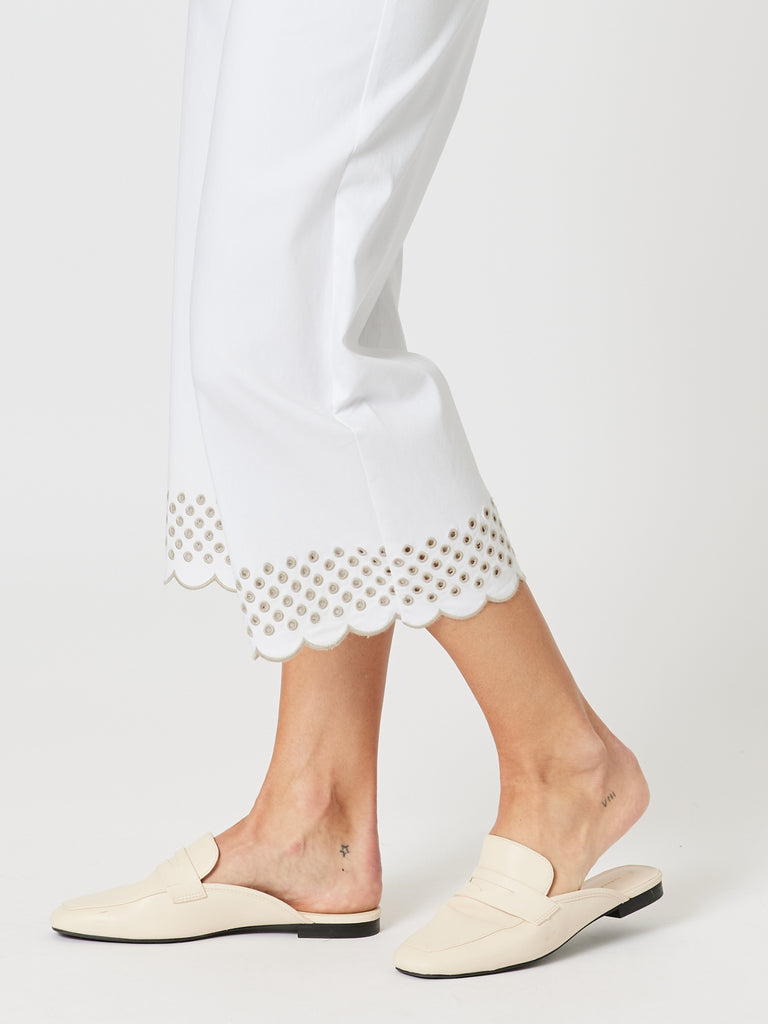Scallop Hem Pant - White/Natural rc &co
