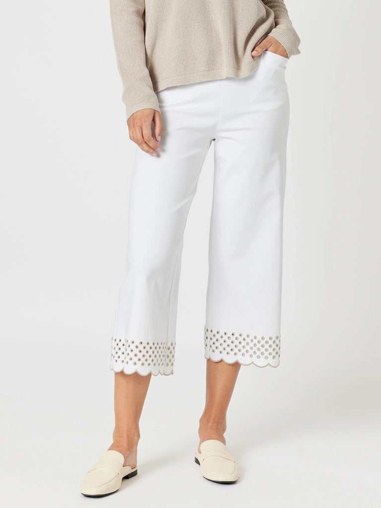Scallop Hem Pant - White/Natural rc &co