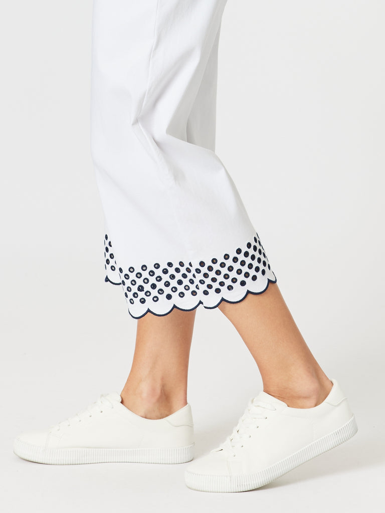 Scallop Hem Pant - White/Navy RC&CO