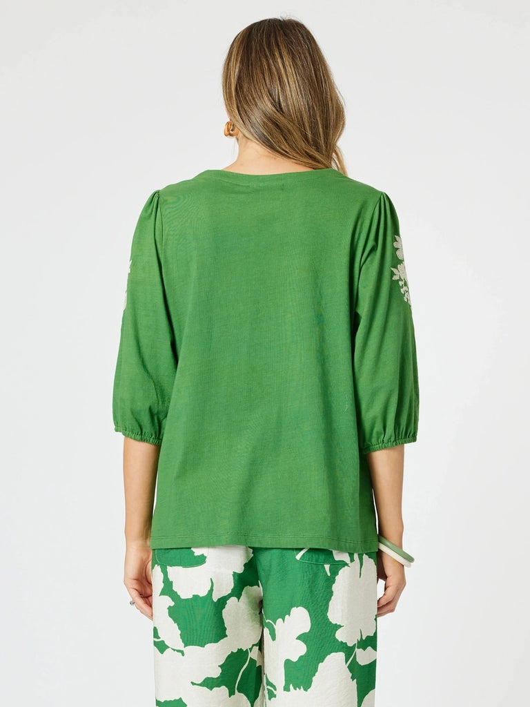 Jill Floral Embroidered Tee - Elm Multi RC&CO