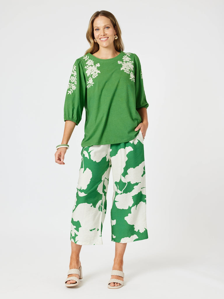 Jill Floral Embroidered Tee - Elm Multi RC&CO