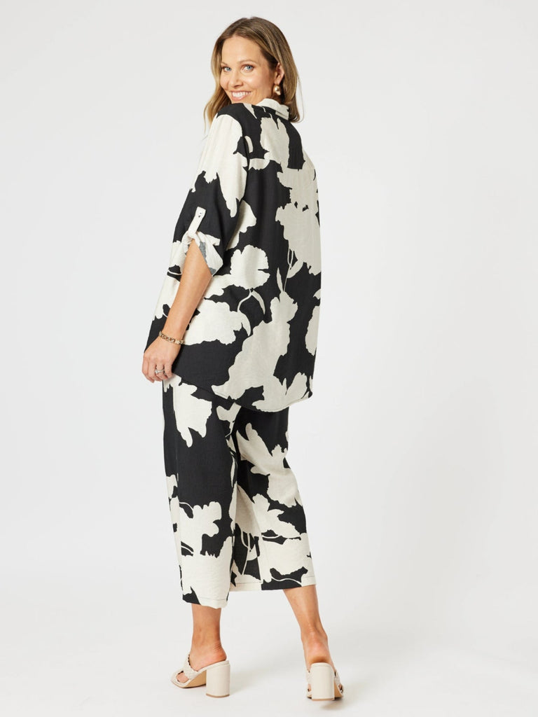 Barcelona Floral Print Shirt - Black/Natural rc&co