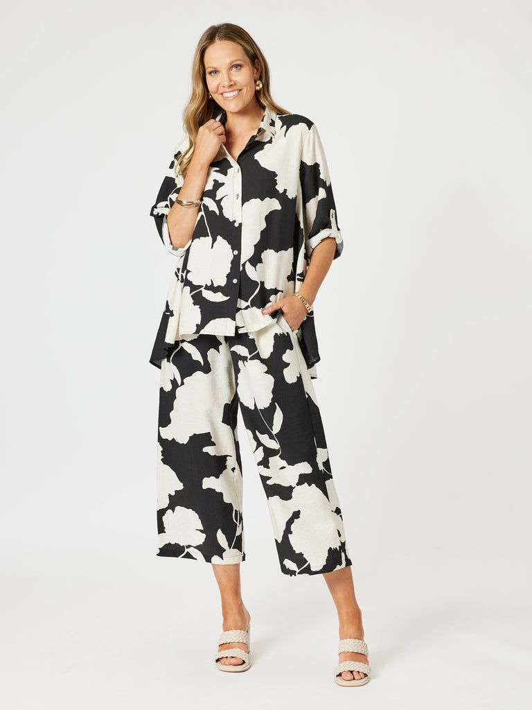 Barcelona Floral Print Shirt - Black/Natural rc&co