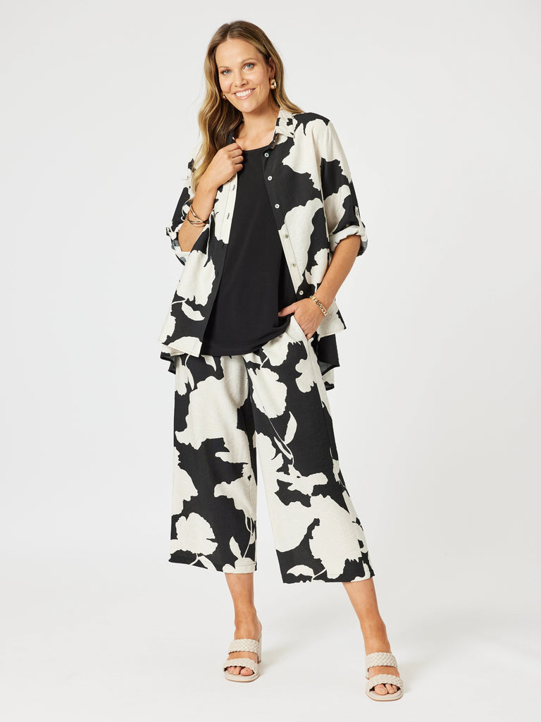 Barcelona Floral Print Shirt - Black/Natural rc&co