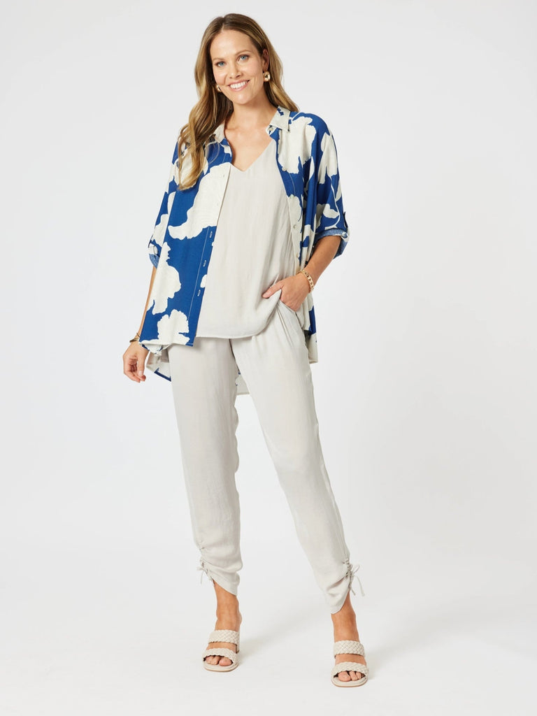 Barcelona Floral Print Shirt - Blue/Natural rc&co