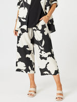 Barcelona Floral Print Wide Leg Pant - Black/Natural
