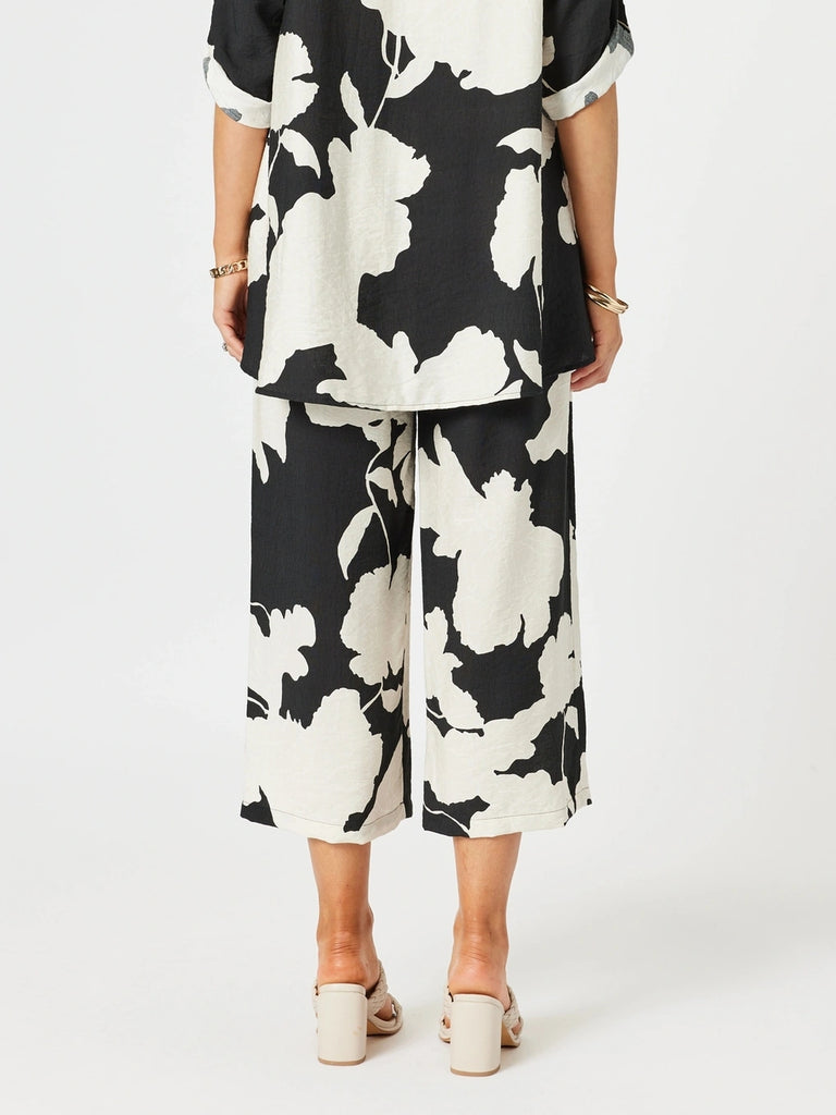 Barcelona Floral Print Wide Leg Pant - Black/Natural rc&co