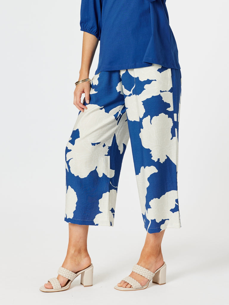 Barcelona Floral Print Pant - Blue/Natural rc&co