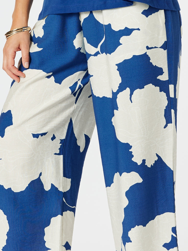 Barcelona Floral Print Pant - Blue/Natural rc&co