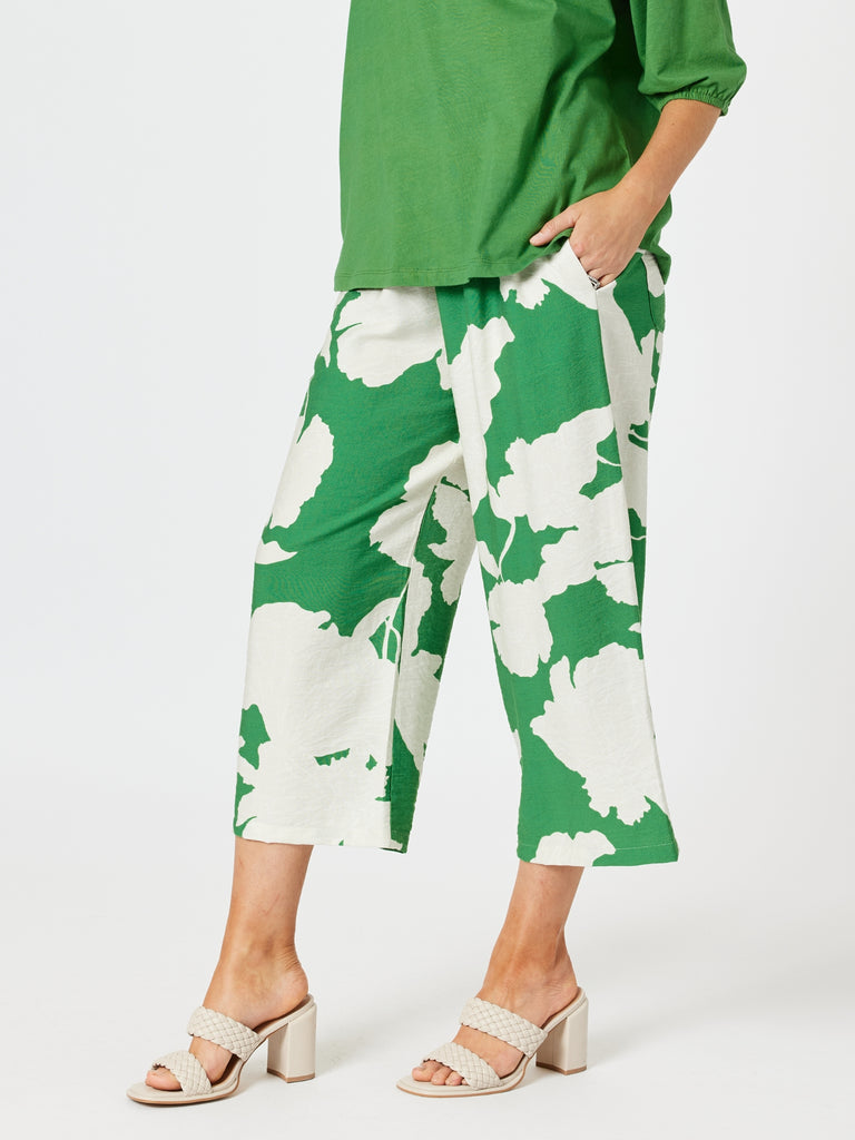 Barcelona Floral Print Wide Leg Pant - Elm Natural RC&CO