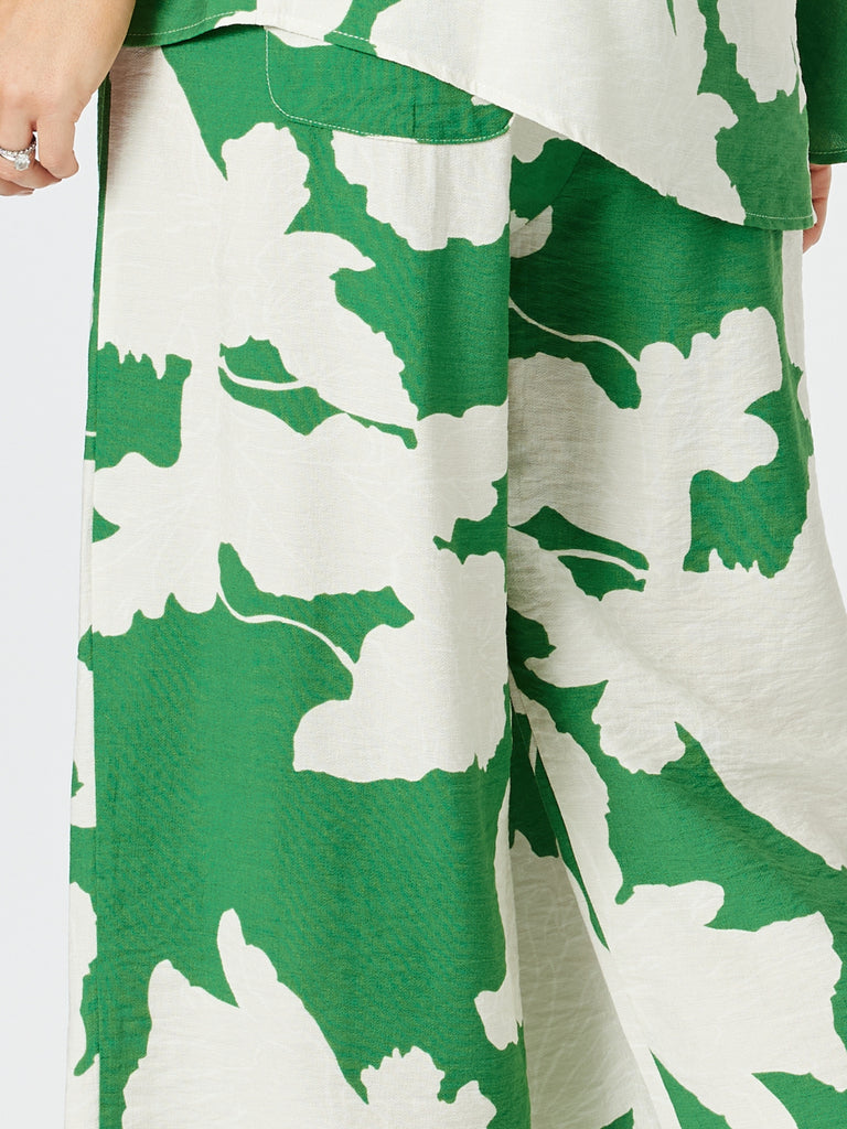 Barcelona Floral Print Wide Leg Pant - Elm Natural RC&CO