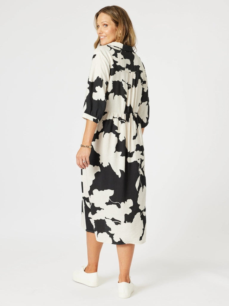 Barcelona Floral Print Dress - Black/Natural rc&co