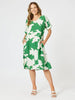 Barcelona V Neck Floral Print Dress - Elm Natural RC&CO