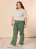 Maddy Pull On Wide Leg Denim Jean - Khaki