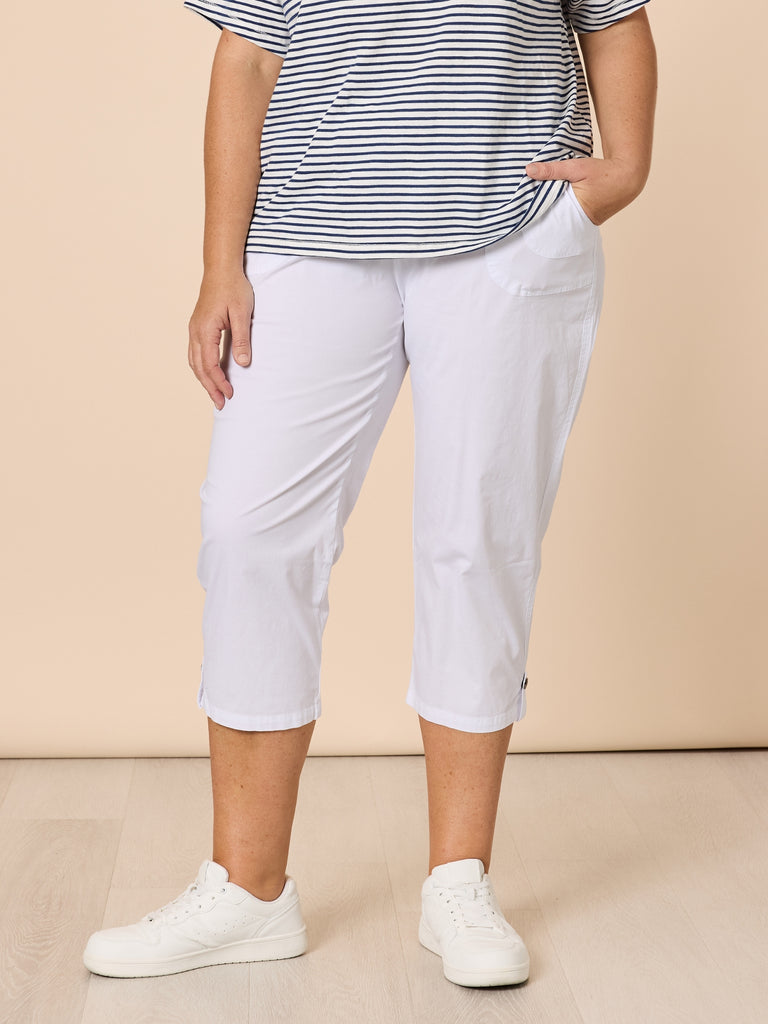 Santorini Cropped Cotton Pant - White RC&CO