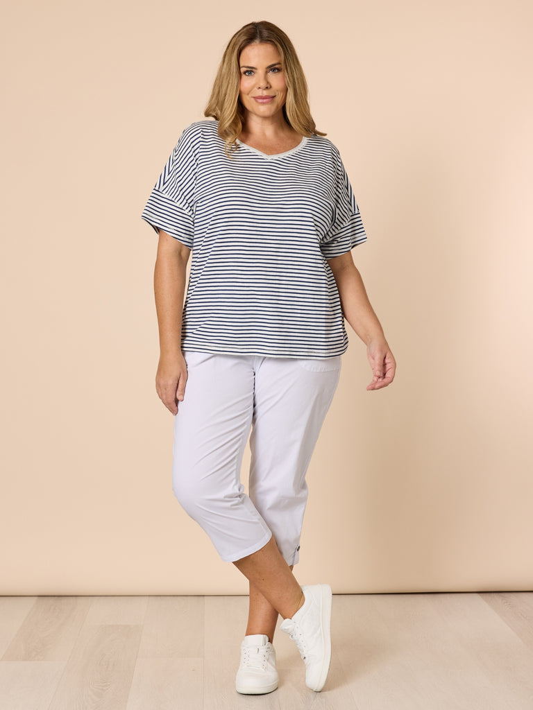 Santorini Cropped Cotton Pant - White RC&CO