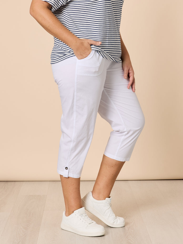 Santorini Cropped Cotton Pant - White RC&CO