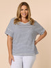 Tyla Stripe Tee - Indigo White RC&CO